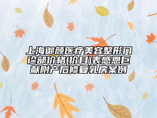 上海御顏醫(yī)療美容整形門診部價格(價目)表感恩巨獻(xiàn)附產(chǎn)后修復(fù)乳房案例