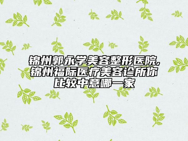 錦州郭永學美容整形醫(yī)院,錦州福際醫(yī)療美容診所你比較中意哪一家