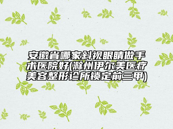 安徽省哪家斜視眼睛做手術(shù)醫(yī)院好(滁州伊爾美醫(yī)療美容整形診所鎖定前三甲)