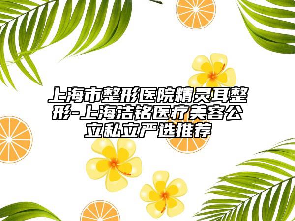 上海市整形醫(yī)院精靈耳整形-上海潔銘醫(yī)療美容公立私立嚴選推薦