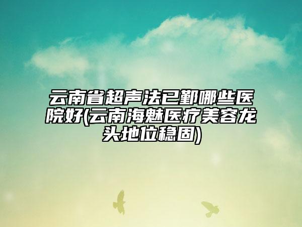 云南省超聲法已鄞哪些醫(yī)院好(云南海魅醫(yī)療美容龍頭地位穩(wěn)固)