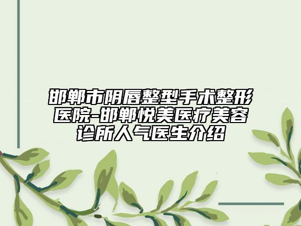 邯鄲市陰唇整型手術(shù)整形醫(yī)院-邯鄲悅美醫(yī)療美容診所人氣醫(yī)生介紹
