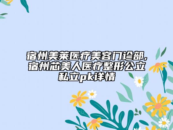 宿州美萊醫(yī)療美容門診部,宿州芯美人醫(yī)療整形公立私立pk詳情