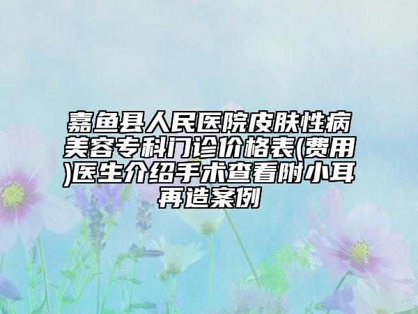 嘉魚縣人民醫(yī)院皮膚性病美容?？崎T診價(jià)格表(費(fèi)用)醫(yī)生介紹手術(shù)查看附小耳再造案例