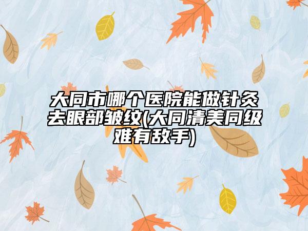 大同市哪個醫(yī)院能做針灸去眼部皺紋(大同清美同級難有敵手)