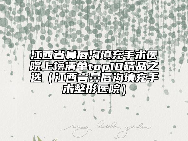 江西省鼻唇溝填充手術(shù)醫(yī)院上榜清單top10精品之選（江西省鼻唇溝填充手術(shù)整形醫(yī)院）