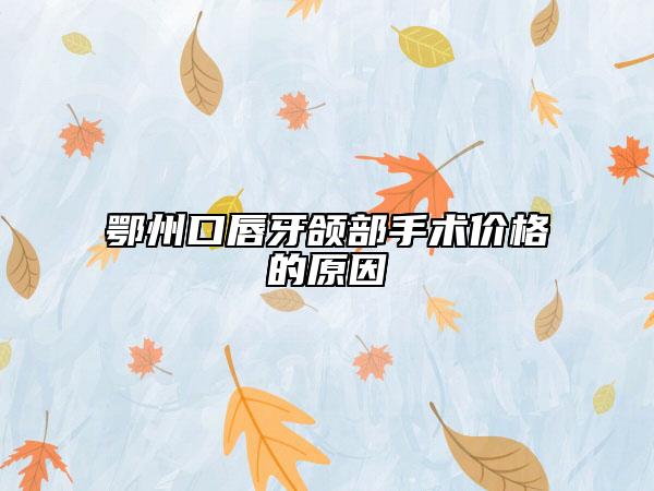 鄂州口唇牙頜部手術(shù)價(jià)格的原因
