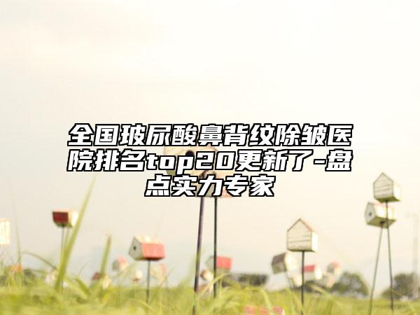 全國玻尿酸鼻背紋除皺醫(yī)院排名top20更新了-盤點實力專家