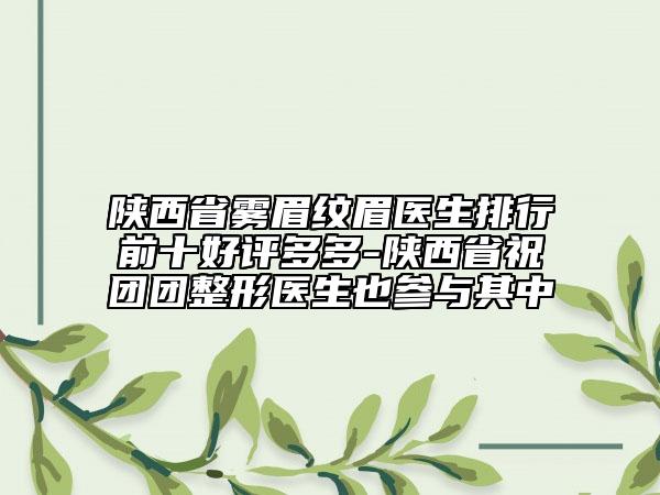陜西省霧眉紋眉醫(yī)生排行前十好評多多-陜西省祝團團整形醫(yī)生也參與其中