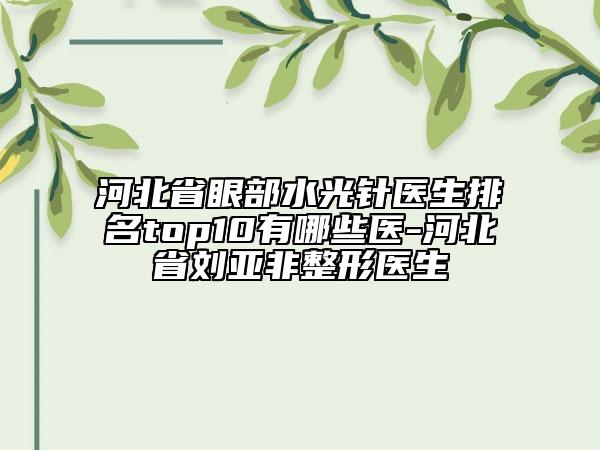 河北省眼部水光針醫(yī)生排名top10有哪些醫(yī)-河北省劉亞非整形醫(yī)生