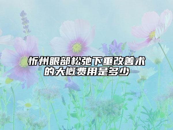 忻州眼部松弛下垂改善術(shù)的大概費(fèi)用是多少