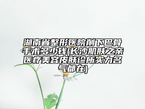 湖南省整形醫(yī)院削下巴骨手術(shù)多少錢(長沙肌膚之親醫(yī)療美容皮膚診所實(shí)力名氣都在)