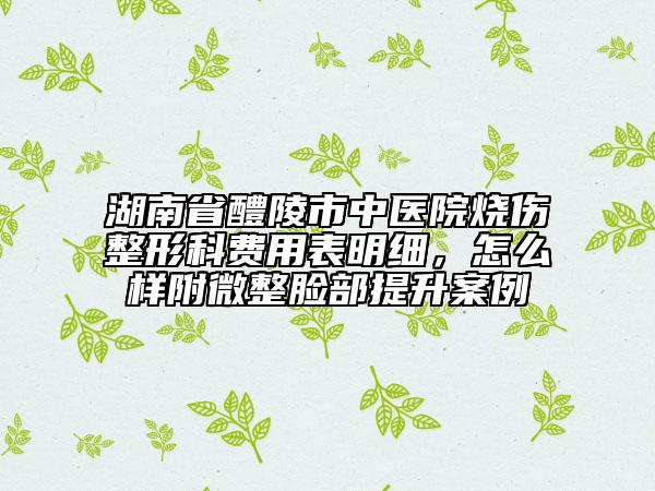 湖南省醴陵市中醫(yī)院燒傷整形科費(fèi)用表明細(xì)，怎么樣附微整臉部提升案例