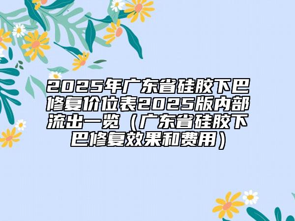 2025年廣東省硅膠下巴修復(fù)價位表2025版內(nèi)部流出一覽（廣東省硅膠下巴修復(fù)效果和費用）