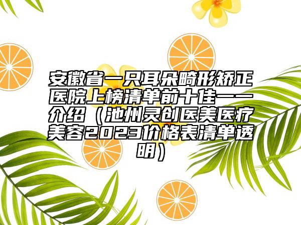 安徽省一只耳朵畸形矯正醫(yī)院上榜清單前十佳一一介紹（池州靈創(chuàng)醫(yī)美醫(yī)療美容2023價格表清單透明）