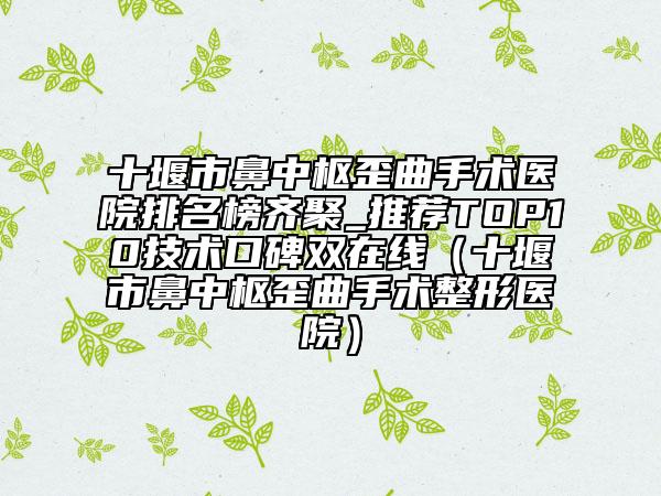 十堰市鼻中樞歪曲手術(shù)醫(yī)院排名榜齊聚_推薦TOP10技術(shù)口碑雙在線（十堰市鼻中樞歪曲手術(shù)整形醫(yī)院）