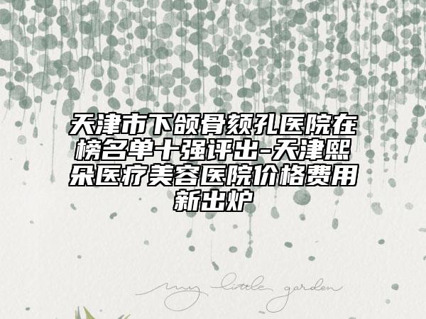 天津市下頜骨頦孔醫(yī)院在榜名單十強(qiáng)評出-天津熙朵醫(yī)療美容醫(yī)院價格費(fèi)用新出爐