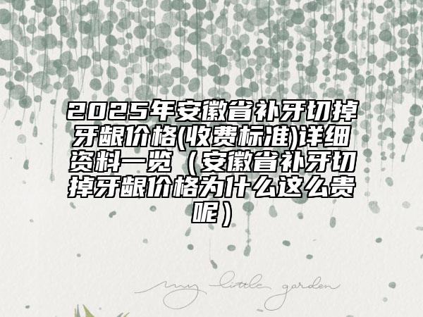 2025年安徽省補牙切掉牙齦價格(收費標準)詳細資料一覽（安徽省補牙切掉牙齦價格為什么這么貴呢）