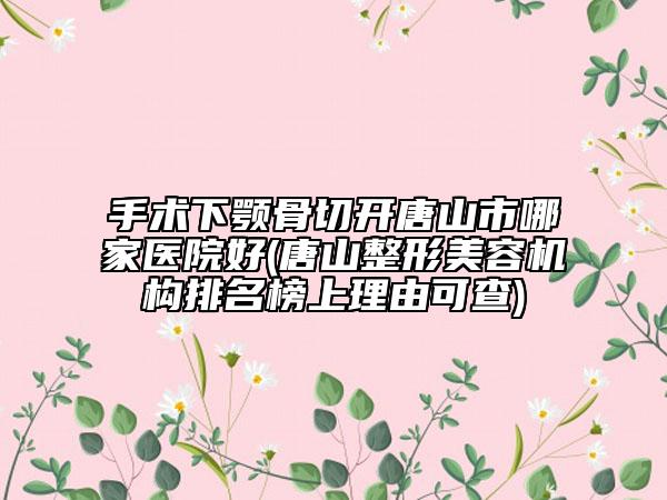 手術(shù)下顎骨切開唐山市哪家醫(yī)院好(唐山整形美容機(jī)構(gòu)排名榜上理由可查)