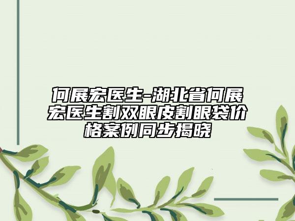 何展宏醫(yī)生-湖北省何展宏醫(yī)生割雙眼皮割眼袋價格案例同步揭曉
