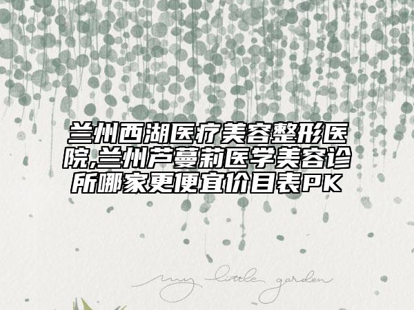 蘭州西湖醫(yī)療美容整形醫(yī)院,蘭州蘆蔓莉醫(yī)學(xué)美容診所哪家更便宜價(jià)目表PK