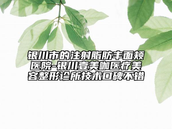 銀川市的注射脂肪豐面頰醫(yī)院-銀川壹美咖醫(yī)療美容整形診所技術(shù)口碑不錯