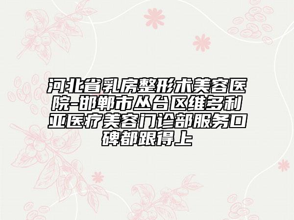 河北省乳房整形術(shù)美容醫(yī)院-邯鄲市叢臺(tái)區(qū)維多利亞醫(yī)療美容門(mén)診部服務(wù)口碑都跟得上