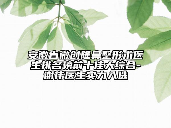 安徽省微創(chuàng)隆鼻整形術(shù)醫(yī)生排名榜前十佳大綜合-謝偉醫(yī)生實力入選