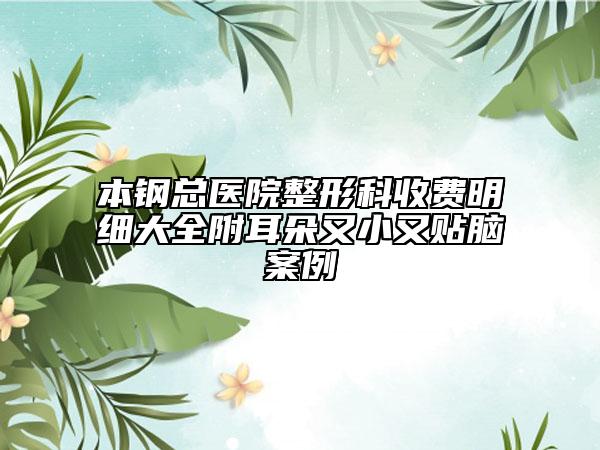 本鋼總醫(yī)院整形科收費(fèi)明細(xì)大全附耳朵又小又貼腦案例