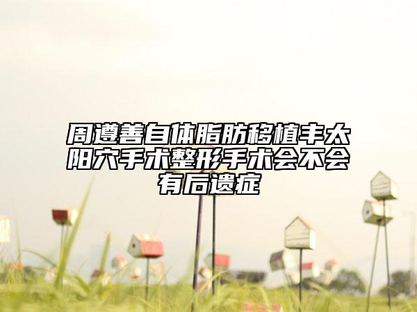 周遵善自體脂肪移植豐太陽穴手術整形手術會不會有后遺癥