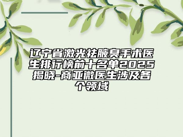 遼寧省激光祛腋臭手術(shù)醫(yī)生排行榜前十名單2025揭曉-商亞微醫(yī)生涉及各個(gè)領(lǐng)域