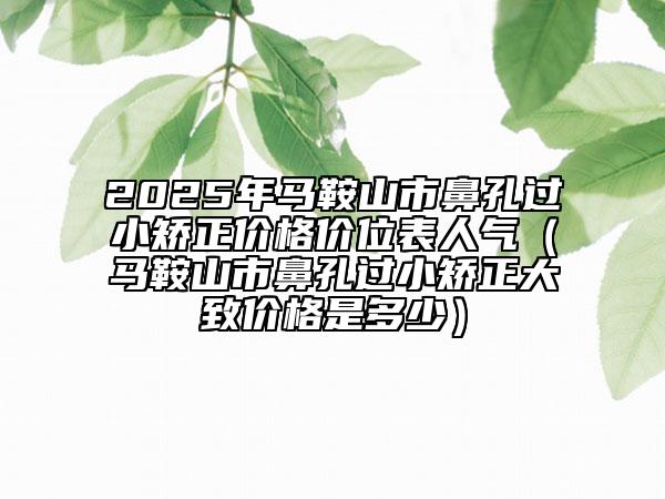 2025年馬鞍山市鼻孔過小矯正價格價位表人氣（馬鞍山市鼻孔過小矯正大致價格是多少）