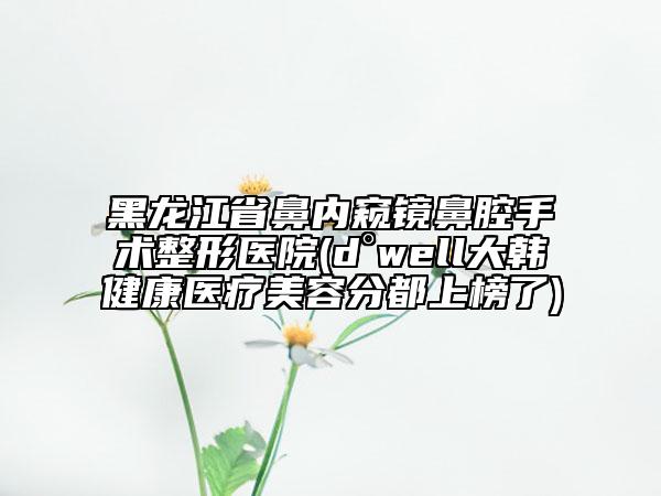 黑龍江省鼻內(nèi)窺鏡鼻腔手術整形醫(yī)院(d°well大韓健康醫(yī)療美容分都上榜了)
