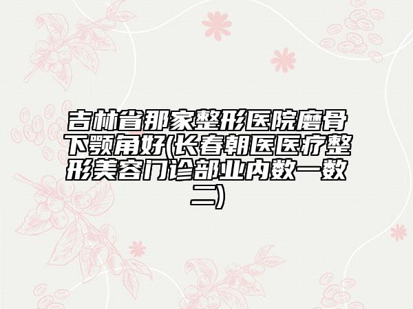 吉林省那家整形醫(yī)院磨骨下顎角好(長(zhǎng)春朝醫(yī)醫(yī)療整形美容門診部業(yè)內(nèi)數(shù)一數(shù)二)