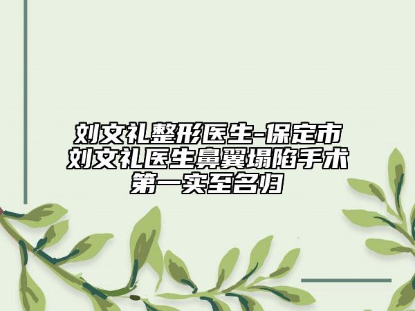 劉文禮整形醫(yī)生-保定市劉文禮醫(yī)生鼻翼塌陷手術(shù)第一實至名歸
