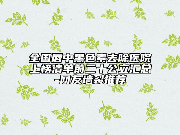全國唇中黑色素去除醫(yī)院上榜清單前二十公立匯總-網(wǎng)友墻裂推薦