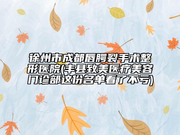 徐州市成都唇腭裂手術(shù)整形醫(yī)院(豐縣致美醫(yī)療美容門診部這份名單看了不虧)