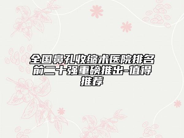 全國鼻孔收縮術(shù)醫(yī)院排名前二十強(qiáng)重磅推出-值得推薦