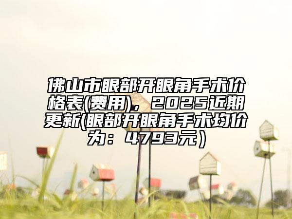 佛山市眼部開眼角手術(shù)價(jià)格表(費(fèi)用)，2025近期更新(眼部開眼角手術(shù)均價(jià)為：4793元）