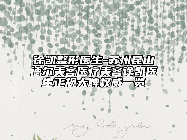 徐凱整形醫(yī)生-蘇州昆山德爾美客醫(yī)療美容徐凱醫(yī)生正規(guī)大牌權(quán)威一覽