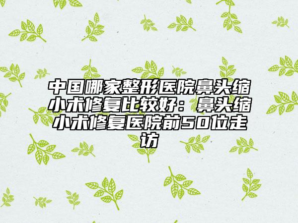 中國(guó)哪家整形醫(yī)院鼻頭縮小術(shù)修復(fù)比較好：鼻頭縮小術(shù)修復(fù)醫(yī)院前50位走訪