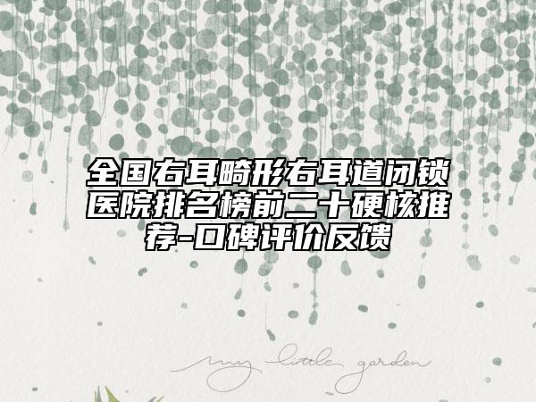 全國(guó)右耳畸形右耳道閉鎖醫(yī)院排名榜前二十硬核推薦-口碑評(píng)價(jià)反饋