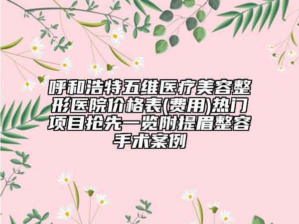 呼和浩特五維醫(yī)療美容整形醫(yī)院價格表(費用)熱門項目搶先一覽附提眉整容手術案例