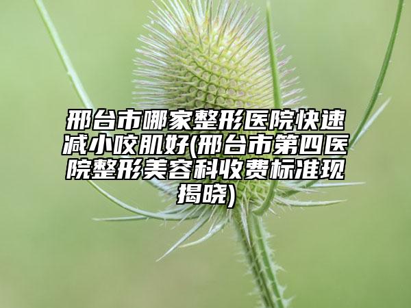 邢臺市哪家整形醫(yī)院快速減小咬肌好(邢臺市第四醫(yī)院整形美容科收費標(biāo)準(zhǔn)現(xiàn)揭曉)