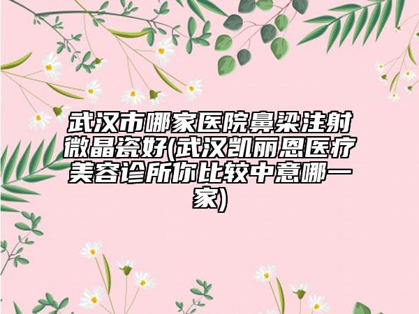 武漢市哪家醫(yī)院鼻梁注射微晶瓷好(武漢凱麗恩醫(yī)療美容診所你比較中意哪一家)