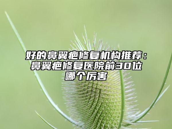 好的鼻翼疤修復(fù)機構(gòu)推薦：鼻翼疤修復(fù)醫(yī)院前30位哪個厲害
