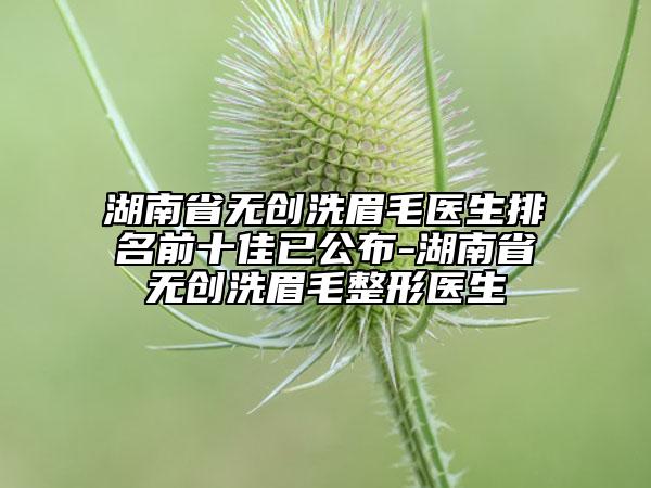 湖南省無創(chuàng)洗眉毛醫(yī)生排名前十佳已公布-湖南省無創(chuàng)洗眉毛整形醫(yī)生