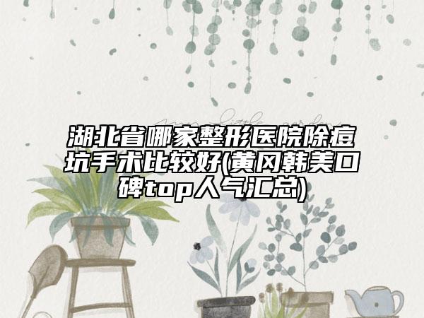 湖北省哪家整形醫(yī)院除痘坑手術(shù)比較好(黃岡韓美口碑top人氣匯總)