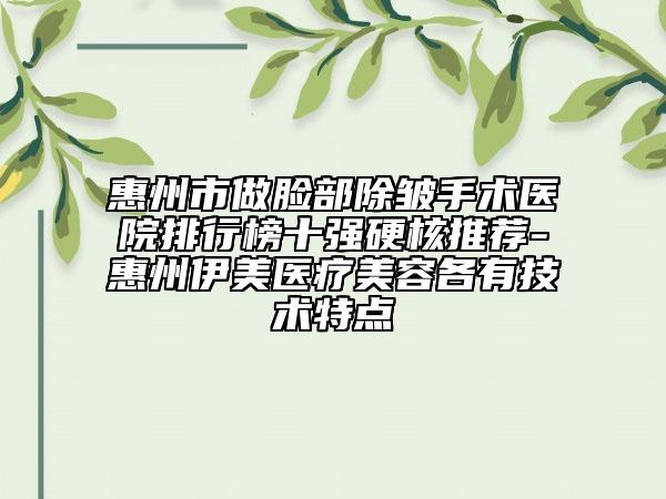 惠州市做臉部除皺手術(shù)醫(yī)院排行榜十強硬核推薦-惠州伊美醫(yī)療美容各有技術(shù)特點