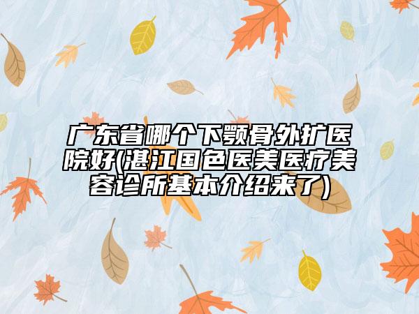 廣東省哪個下顎骨外擴(kuò)醫(yī)院好(湛江國色醫(yī)美醫(yī)療美容診所基本介紹來了)